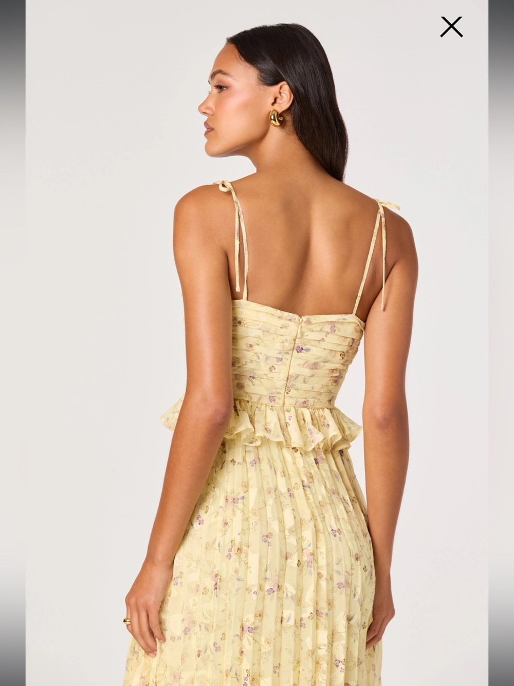 astr the label emerys yellow floral tie-shoulder midi dress size small NEW - Picture 7 of 12